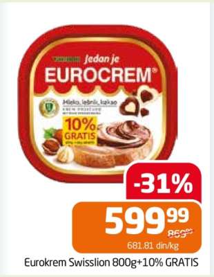 Eurokrem Swisslion 800g+10% GRATIS