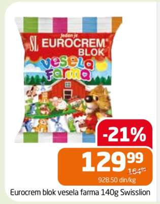 Eurocrem blok vesela farma 140g Swisslion