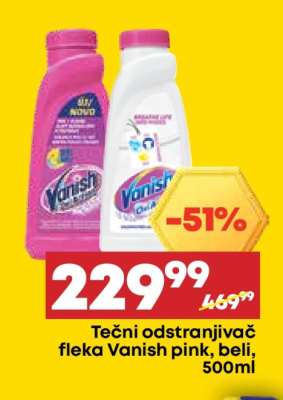Tečni odstranjivač fleka Vanish pink beli 500ml