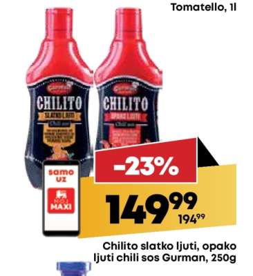 Chilito slatko ljuti, opako ljuti chili sos Gurman, 250g