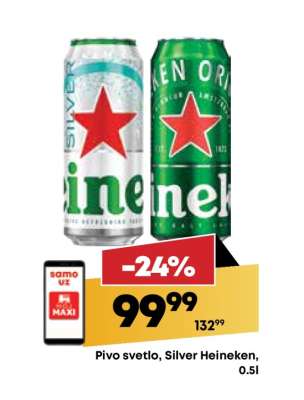 Pivo svetlo Silver Heineken 0.5l
