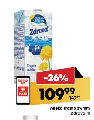 Mleko trajno 2%mm Zdravo, 1l