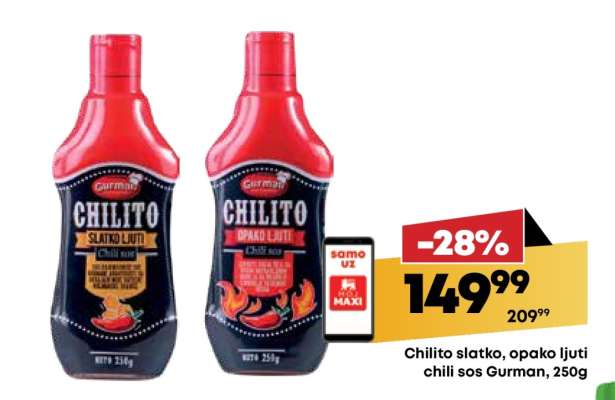 Chilito slatko, opako ljuti chili sos Gurman, 250g