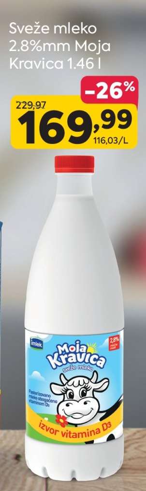 Sveže mleko 2.8%mm Moja Kravica 1.46 l