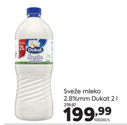 SVEŽE MLEKO 2.8%MM DUKAT 2 l