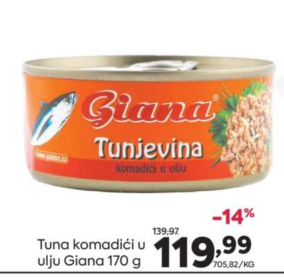 Tuna komadići u ulju Giana 170 g