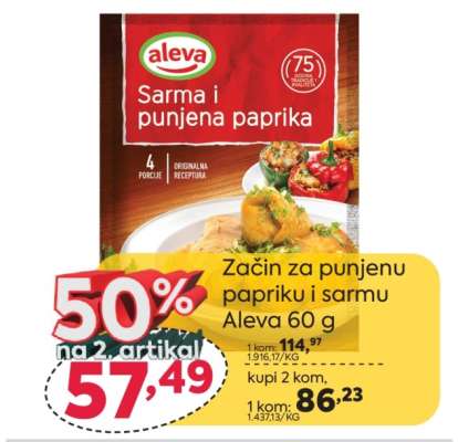 Začin za punjenu papriku i sarmu Aleva 60 g