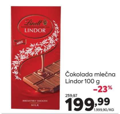 Čokolada mlečna Lindor 100 g