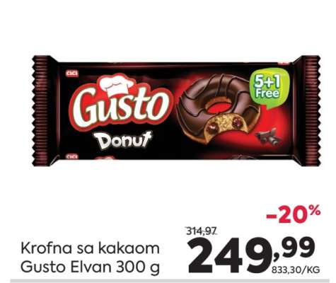 Krofna sa kakaom Gusto Elvan 300 g