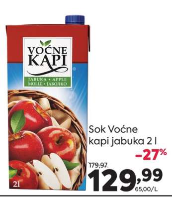 Sok Voćne kapi jabuka 2 l