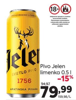 Pivo Jelen limenka 0.5 l