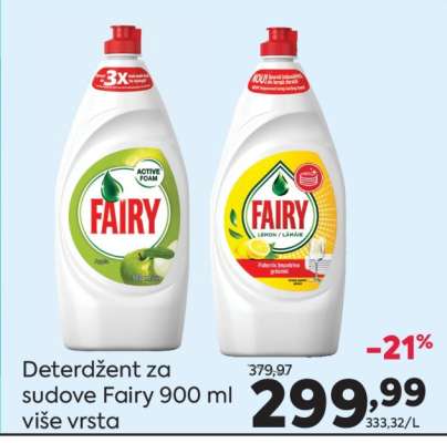 Deterdžent za sudove Fairy 900 ml više vrsta
