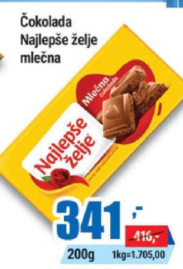 Čokolada Najlepše želje mlečna
