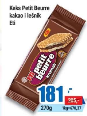 Keks Petit Beurre kakao i lešnik Eti