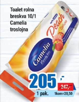 Toalet rolna breskva 10/1 Camelia troslojna
