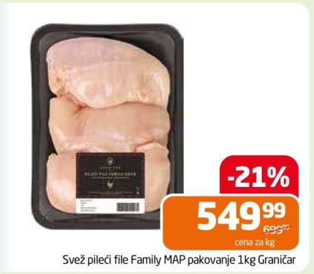 Svěží pileći file Family MAP pakovanje 1kg Graničar