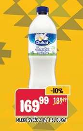 Mléko svěže 2.8% 1.5L Dukat