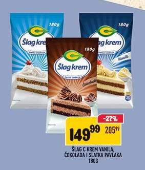 Šlag krem Vanila, Čokolada i Slatka Pavlaka