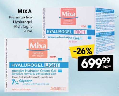MIXA Hyalurogel Rich, Light 50ml
