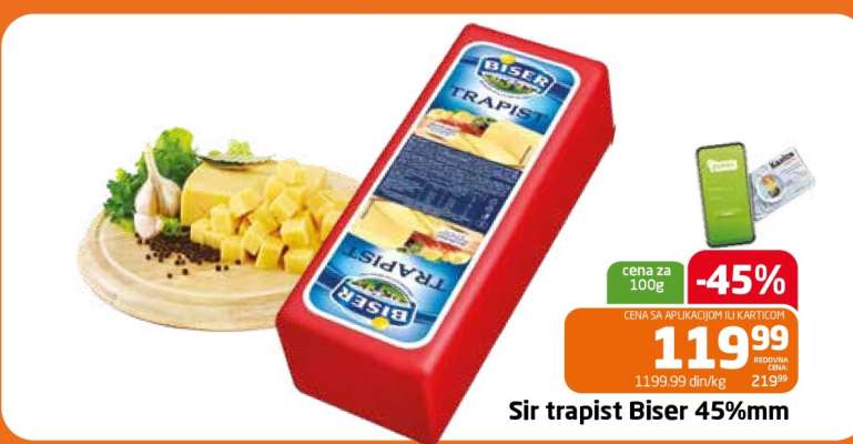 Sir trapist Biser 45%mm
