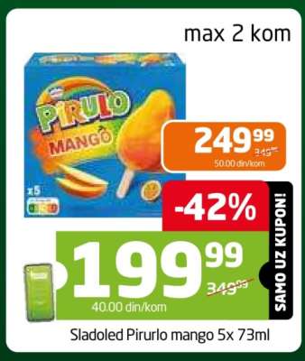 Sladoled Pirurlo mango 5x 73ml
