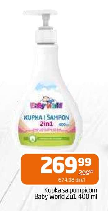 Kupka sa pumpicom Baby World 2u1 400 ml