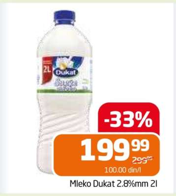 Mleko Dukat 2.8%mm 2l