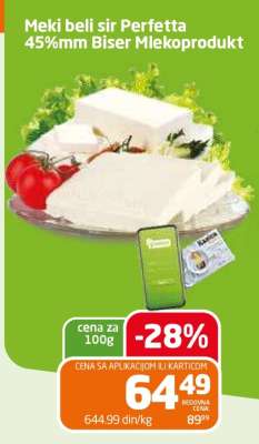 Meki beli sir Perfetta 45%mm Biser Mlekoprodukt