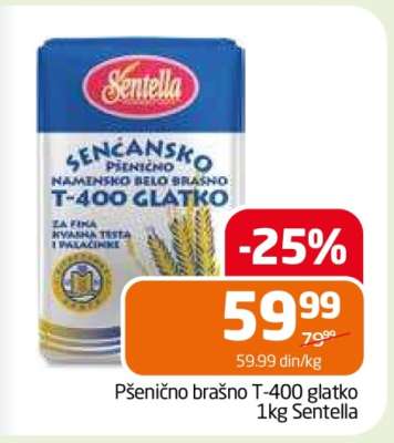 Pšenično brašno T-400 glatko 1kg Sentella