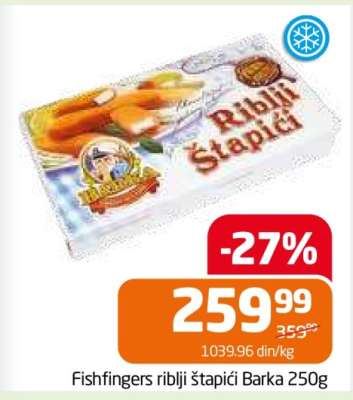 Fishfingers riblji štapići Barka 250g