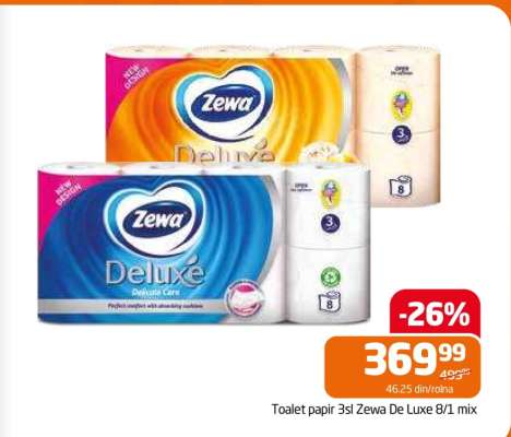 Toalet papir 3sl Zewa De Luxe 8/1 mix