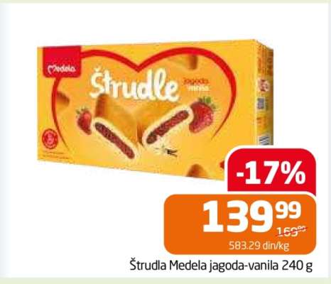 Štrudla Medela jagoda-vanila 240 g