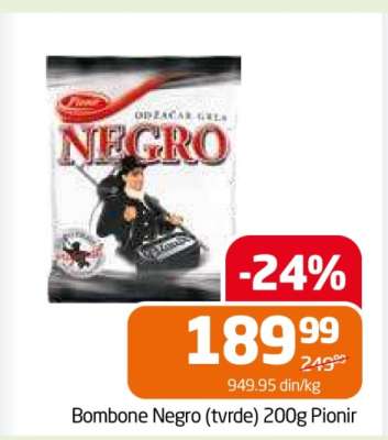 Bombone Negro (tvrde) 200g Pionir