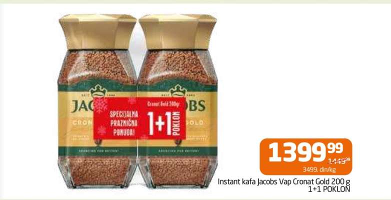 Instant kafa Jacobs Vap Cronat Gold 200 g 1+1 POKLON