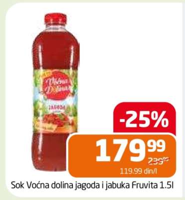 Sok Voćna dolina jagoda i jabuka Fruvita 1.5l