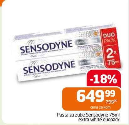 Pasta za zube Sensodyne 75ml extra white duopack
