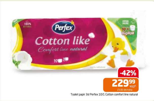 Toalet papir 3sl Perfex 10/1 Cotton comfort line natural