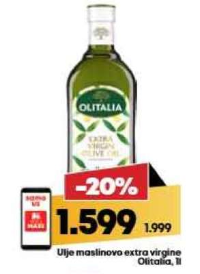 Ulje maslinovo extra virgine Olitalia, 1l