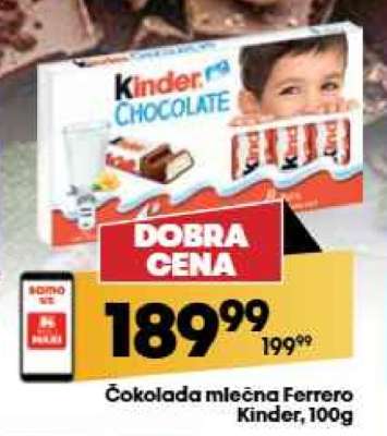 Čokolada mlečna Ferrero Kinder 100g