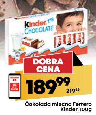 Čokolada mlečna Ferrero Kinder 100g