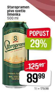 Staropramen pivo svetlo limenka 500 ml