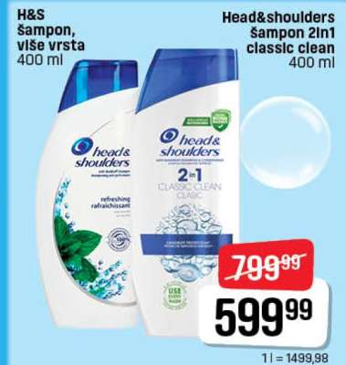 Head&shoulders šampon 2in1 classic clean