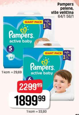 Pampers pelene, više veličina