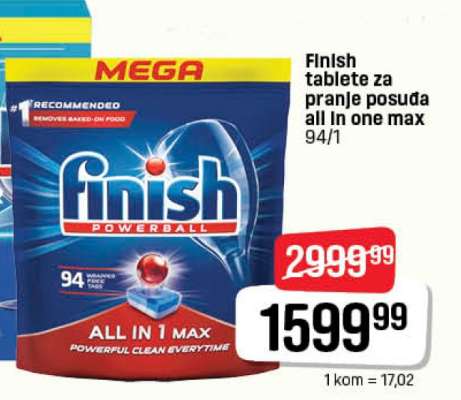 Finish tablete za pranje posuda all in one max 94/1
