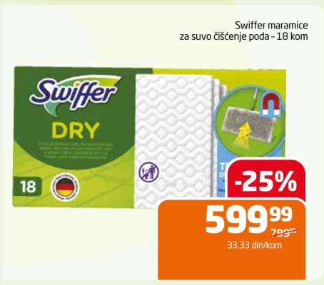 Swiffer maramice za suvo čišćenje poda - 18 kom