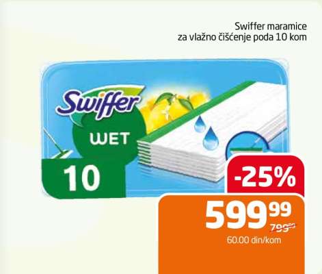 Swiffer maramice za vlažno čišćenje poda 10 kom