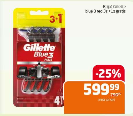 Brijač Gillette blue 3 red 3s +1s gratis