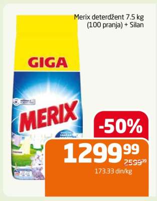 Merix deterdžent 7.5 kg (100 pranja) + Silan