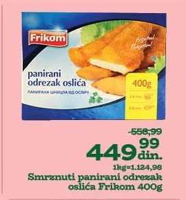 Smrznuti panirani odrezak oslića Frikom 400g