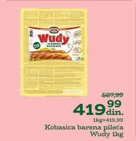Kobasica barena pileća Wudy 1kg